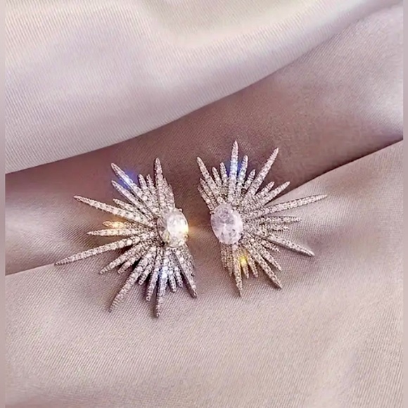 ✨ Stunning Zircon Winged Stud Earrings - Picture 3 of 10